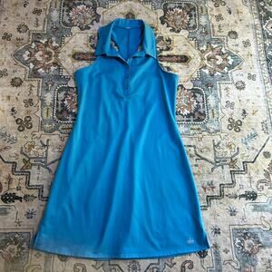 Alo Yoga Charmed Tennis Dress Sleeveless Collared Blue Athletic Dress Size S/M